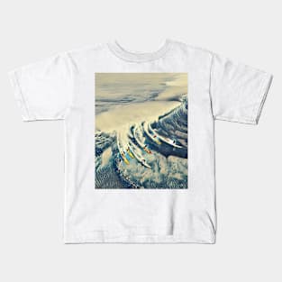 Surfing Blue Waves Oil Painting Gift Kids T-Shirt